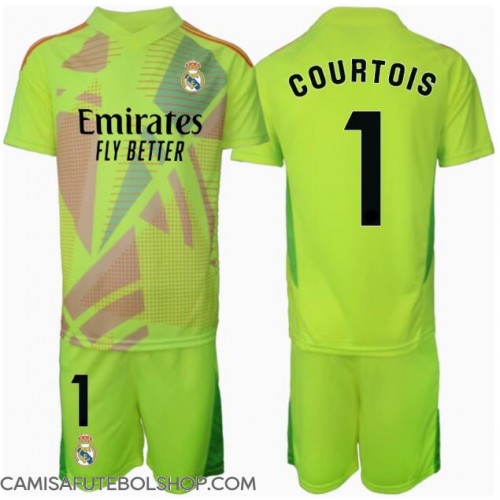 Camisa de time de futebol Real Madrid Thibaut Courtois #1 Goleiro Replicas 3º Equipamento Infantil 2024-25 Manga Curta (+ Calças curtas)